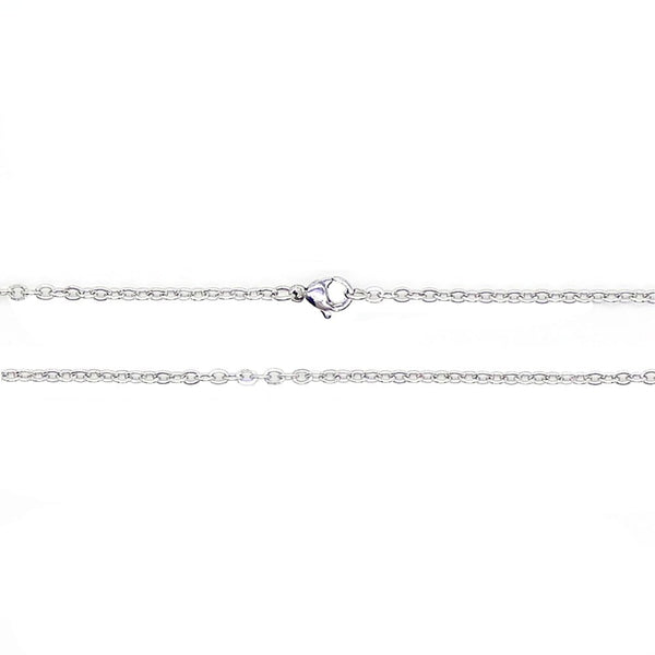 Stainless Steel Trace Chain Necklace, silver tone, 18 inches