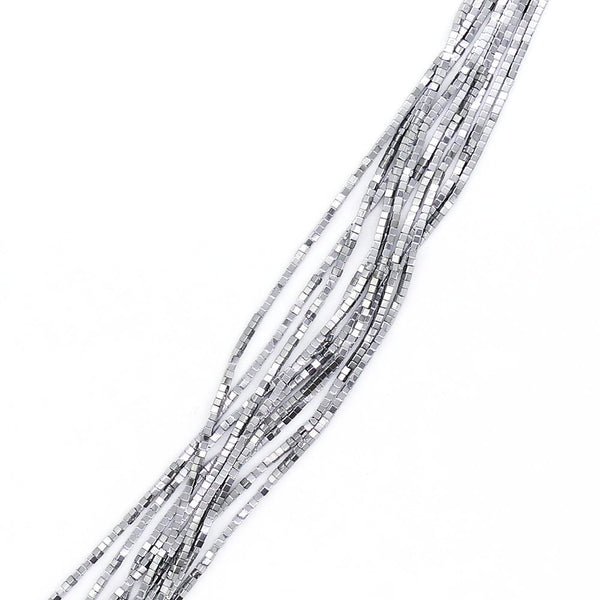 Hematite Silver Cubes Semi Precious Stones 2mm