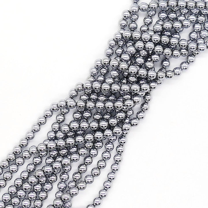 Hematite Silver Round Semi Precious Stones 8mm