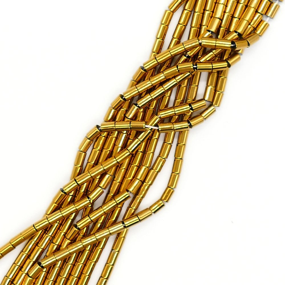 Hematite Golden Tube Semi Precious Stones 6x8mm