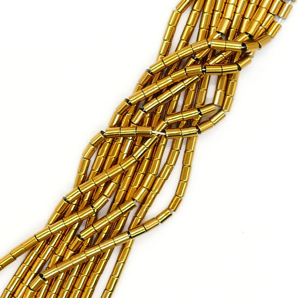 Hematite Golden Tube Semi Precious Stones 6x8mm