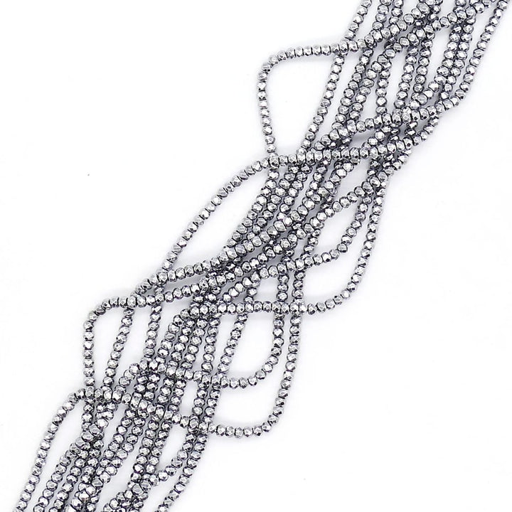 Hematite Faceted Rondelle Semi Precious Stones 3x4mm, silver