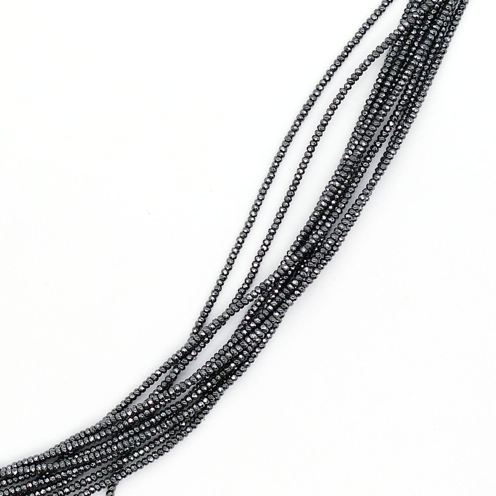 Hematite Faceted Rondelle Semi Precious Stones 2x3mm, black