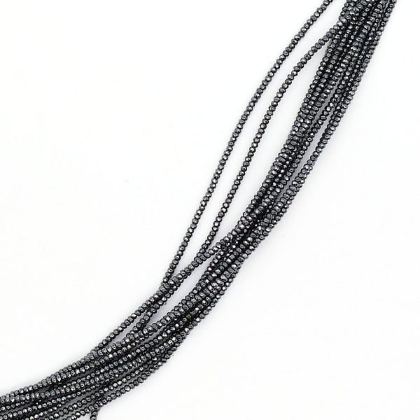 Hematite Faceted Rondelle Semi Precious Stones 2x3mm, black