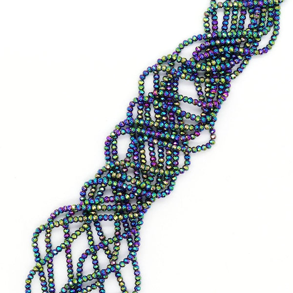 Hematite Faceted Rondelle Semi Precious Stones 3x4mm, rainbow