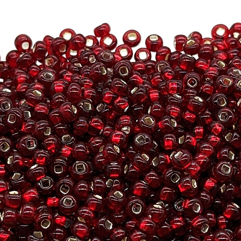 Preciosa Seed Beads 6/0, silver lined garnet