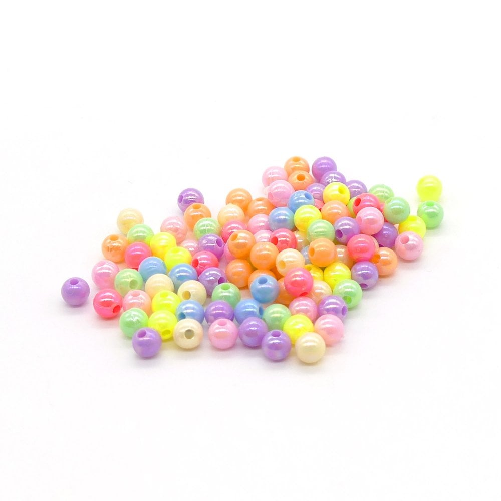 6mm Acrylic Bead Mix, opaque pastel AB
