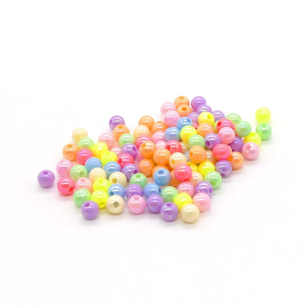 6mm Acrylic Bead Mix, opaque pastel AB