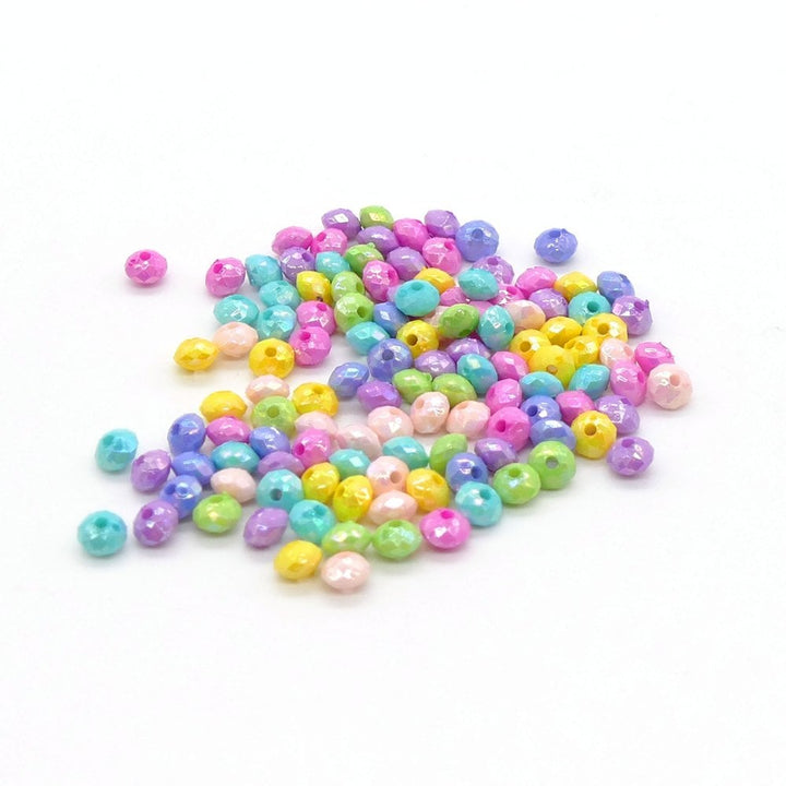 4x6mm Acrylic Faceted Rondelle Bead Mix, opaque pastel AB