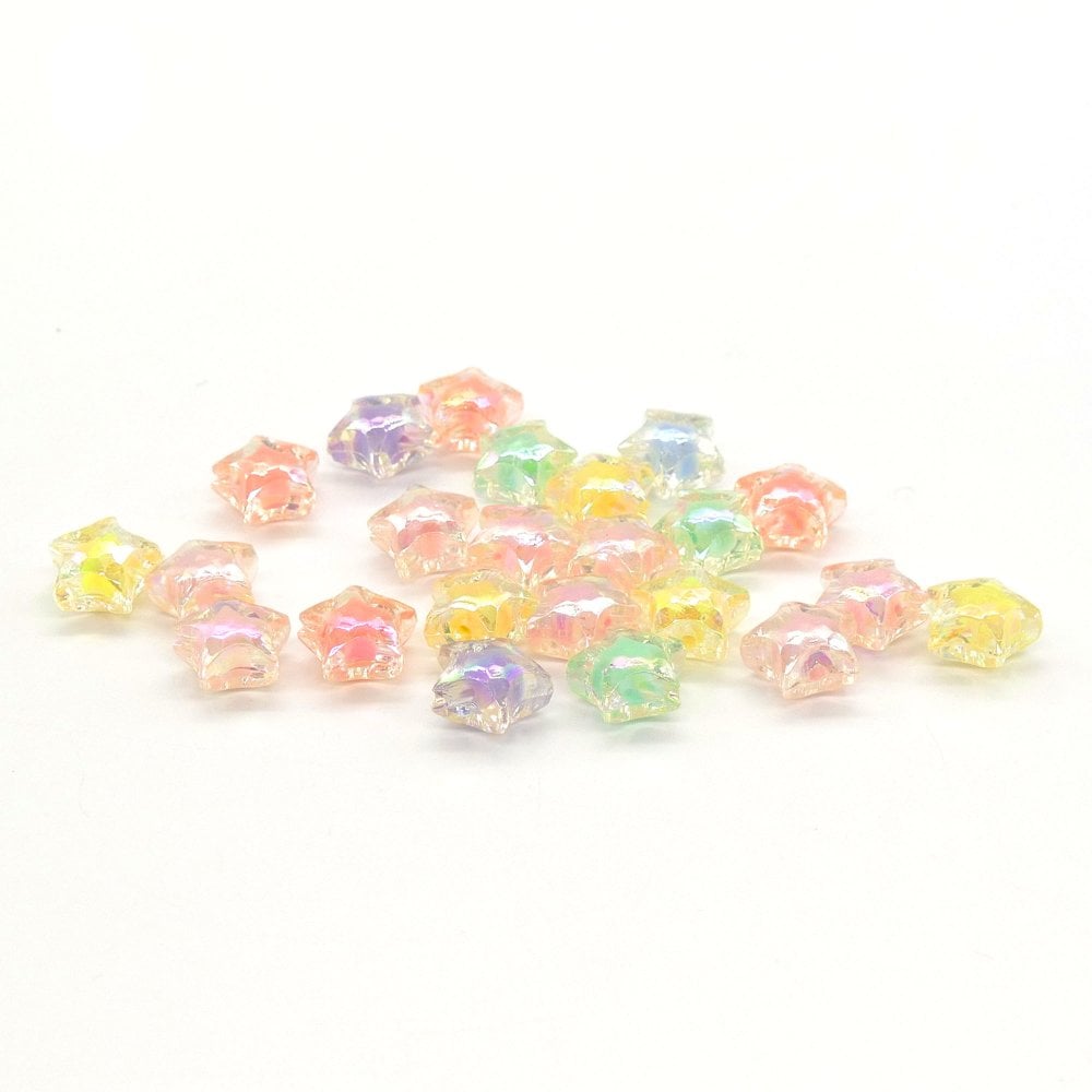 14mm Acrylic Faceted Star Bead Mix, transparent AB