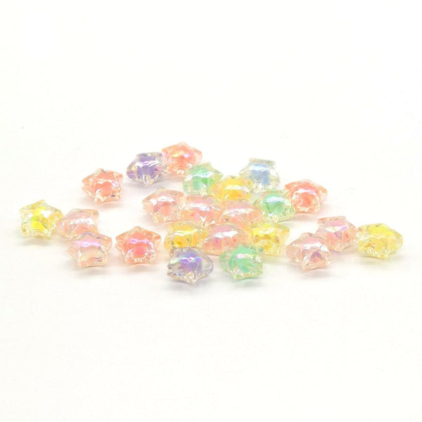 14mm Acrylic Faceted Star Bead Mix, transparent AB
