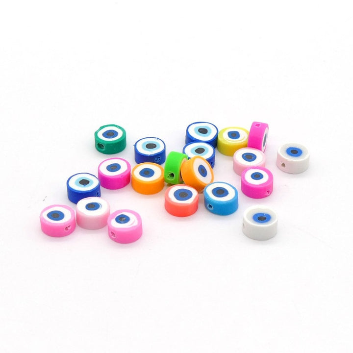 10mm Polymer Clay Eye Bead Mix, multicoloured