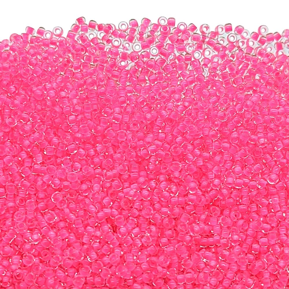Preciosa Seed Beads 11/0, crystal/neon pink lined