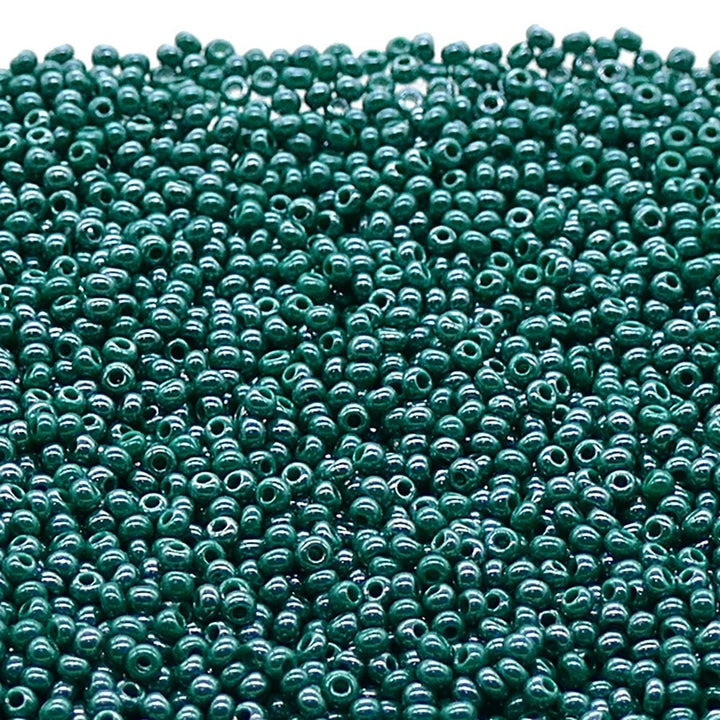 Preciosa Seed Beads 11/0, opaque dark green luster
