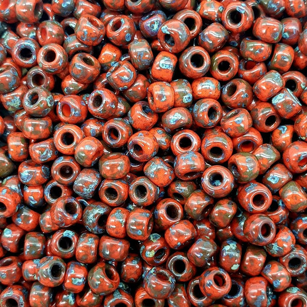 Miyuki Seed Beads 6/0, picasso red garnet matte