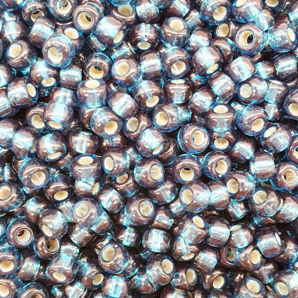 Miyuki Seed Beads 6/0, dyed silver lined blue zircon