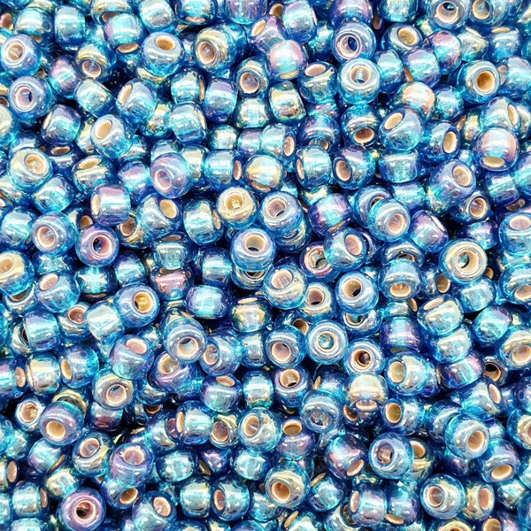 Miyuki Seed Beads 6/0, silver lined capri blue