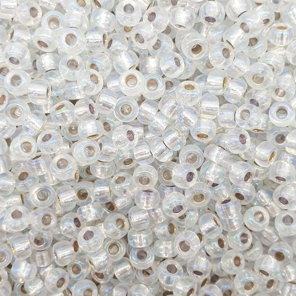 Miyuki Seed Beads 6/0, silver lined crystal AB