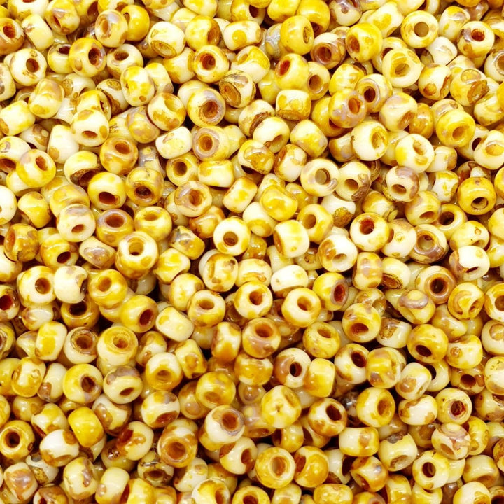 Miyuki Seed Beads 8/0, picasso canary yellow matte