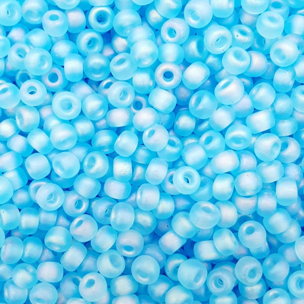 Miyuki Seed Beads 6/0, matte transparent light blue AB