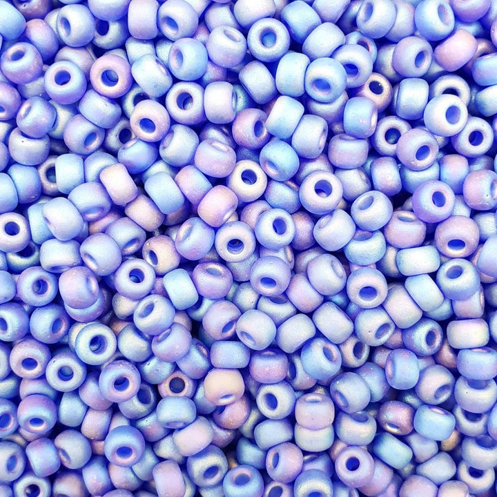 Miyuki Seed Beads 6/0, matte transparent cobalt AB