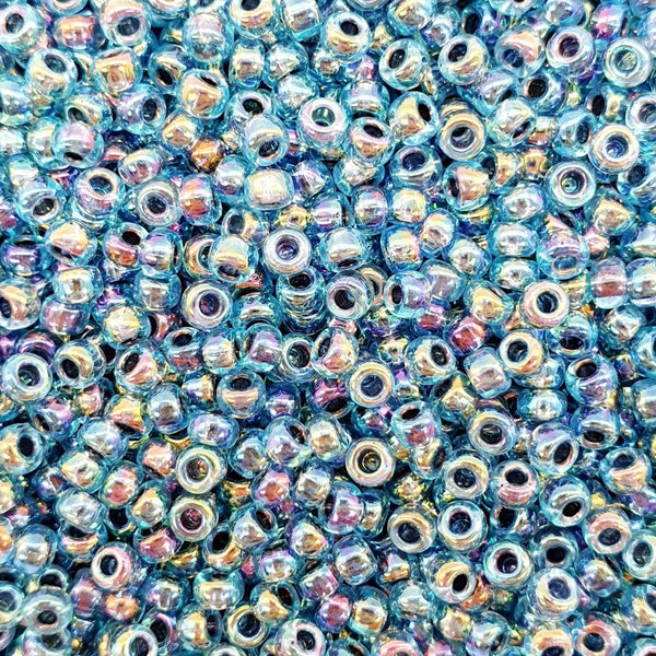 Miyuki Seed Beads 8/0, blue lined aqua AB