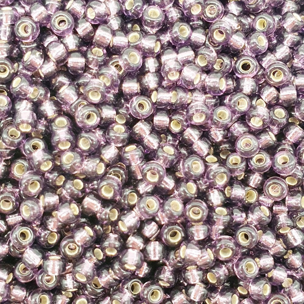 Miyuki Seed Beads 8/0, silver lined amethyst