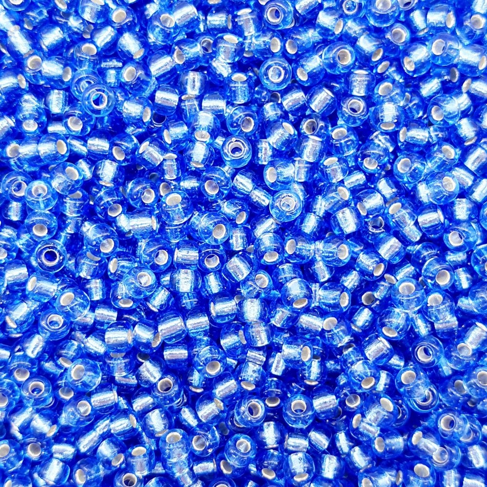 Miyuki Seed Beads 8/0, silver lined dark cornflower blue