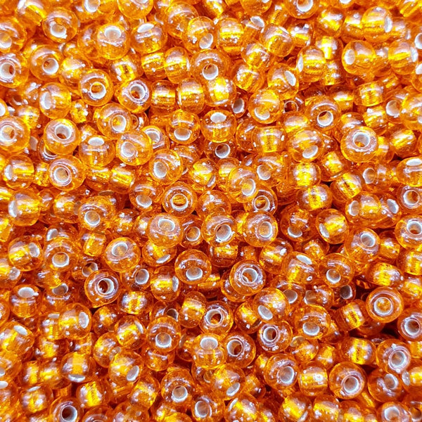 Miyuki Seed Beads 8/0, silver lined orange
