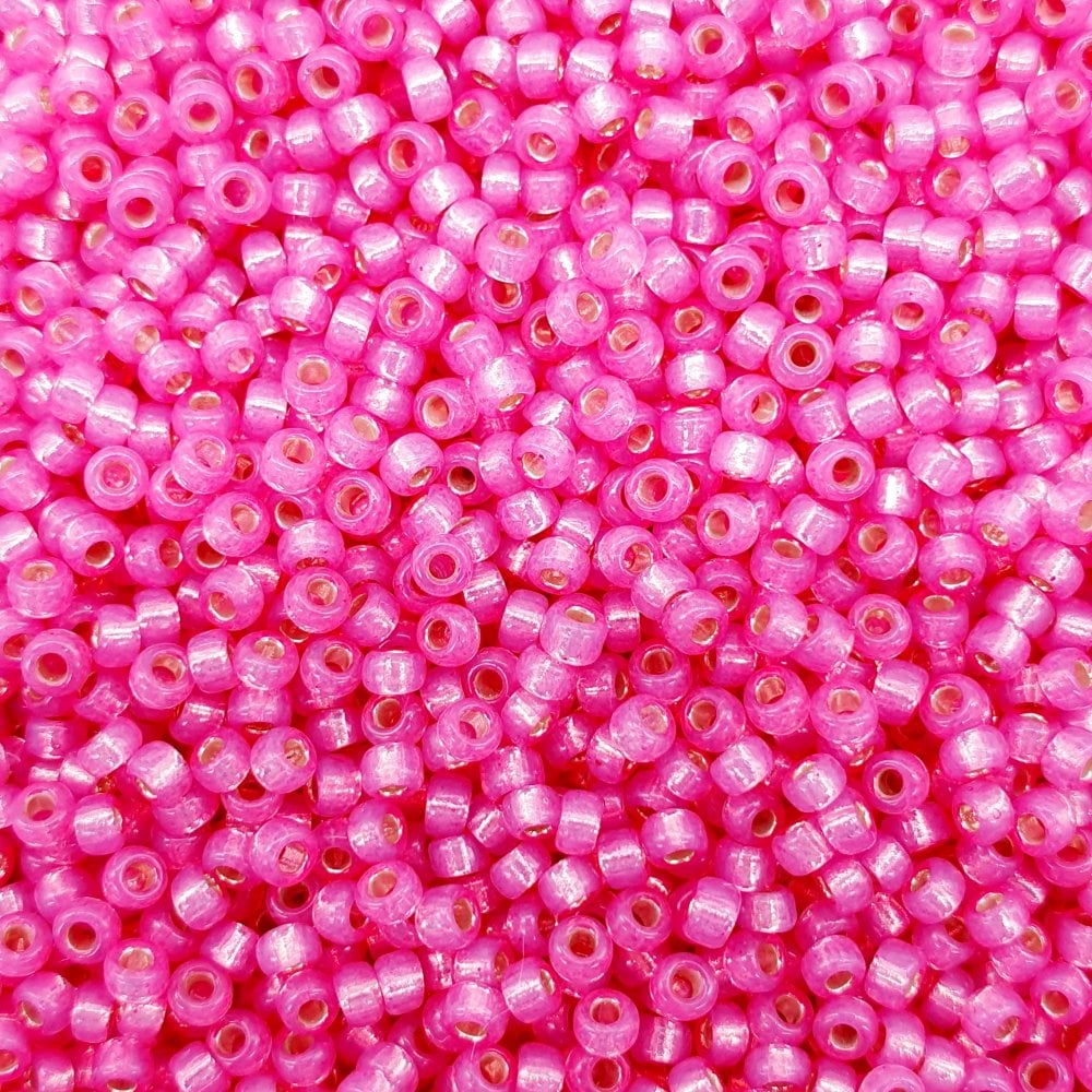 Miyuki Seed Beads 11/0, silver lined dark pink AB