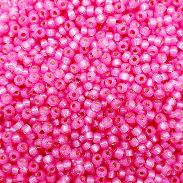 Miyuki Seed Beads 11/0, silver lined dark pink AB