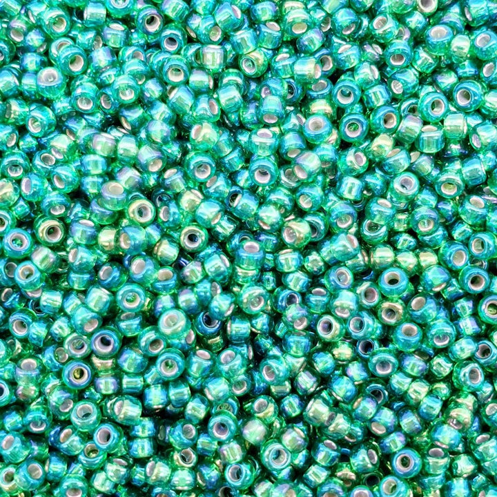 Miyuki Seed Beads 11/0, silver lined green AB