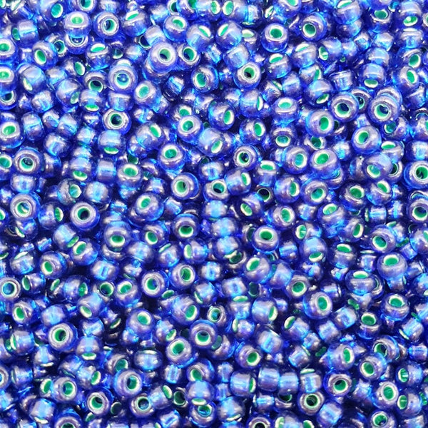 Miyuki Seed Beads 11/0, metallic emerald/dark sapphire