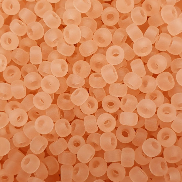 Miyuki Seed Beads 6/0, matte transparent tea rose