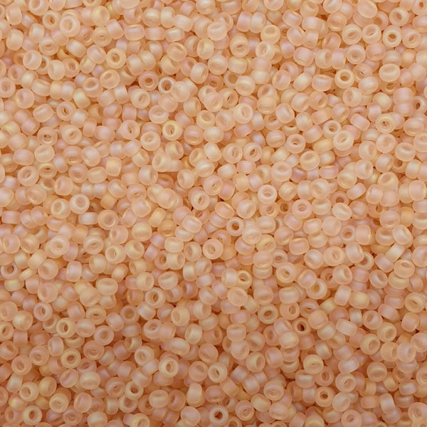 Miyuki Seed Beads 11/0, matte transparent light tea rose AB