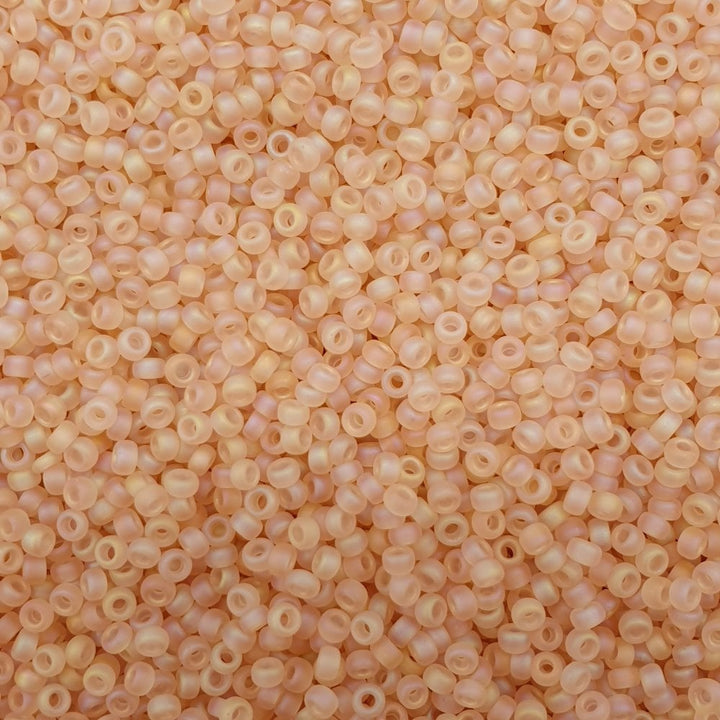Miyuki Seed Beads 11/0, matte transparent light tea rose AB