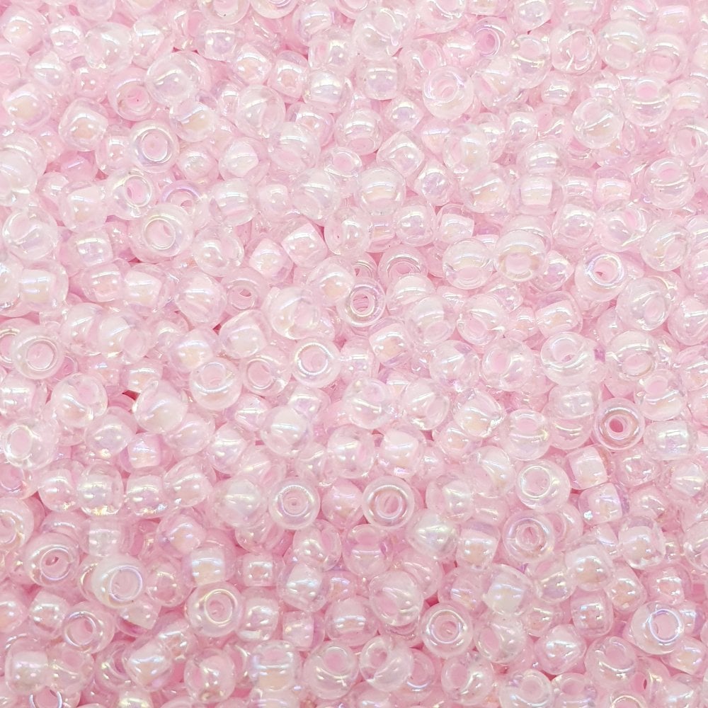 Miyuki Seed Beads 8/0, pink lined crystal AB