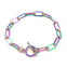 Stainless Steel Paperclip Link Bracelet, rainbow tone