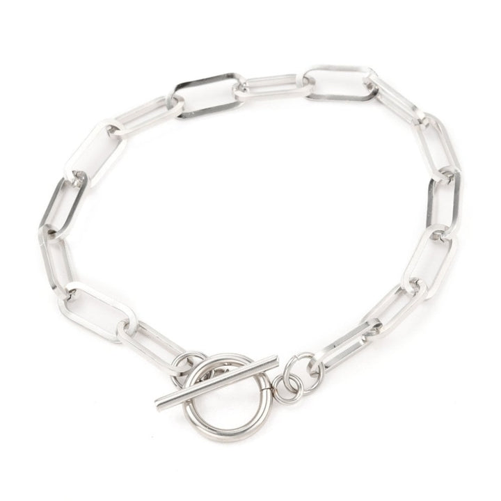 Stainless Steel Paperclip Link Bracelet, silver tone