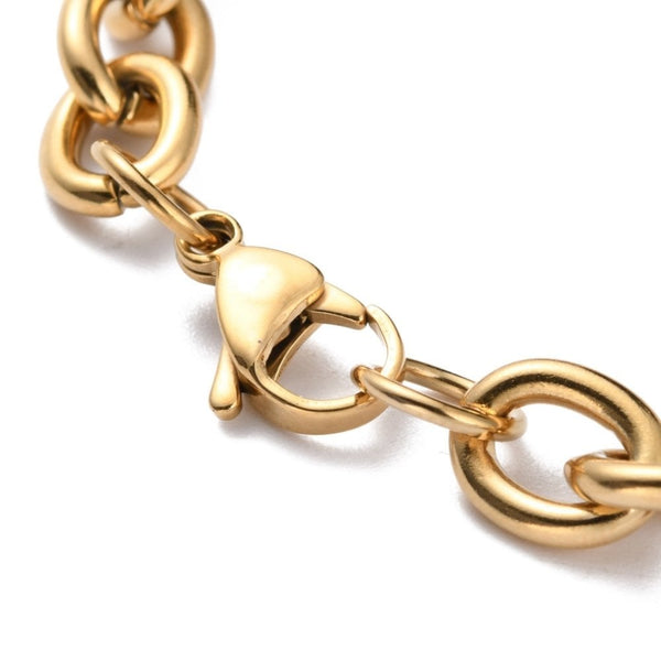 Stainless Steel Figaro Link Bracelet w/Lobster, gold tone, additional photo
