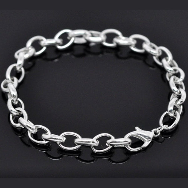 Chunky Trace Chain Bracelet, silver-plated