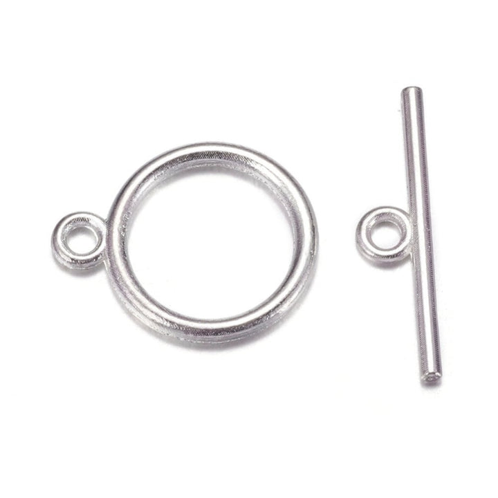 14mm Round Toggle Clasp, silver-plated