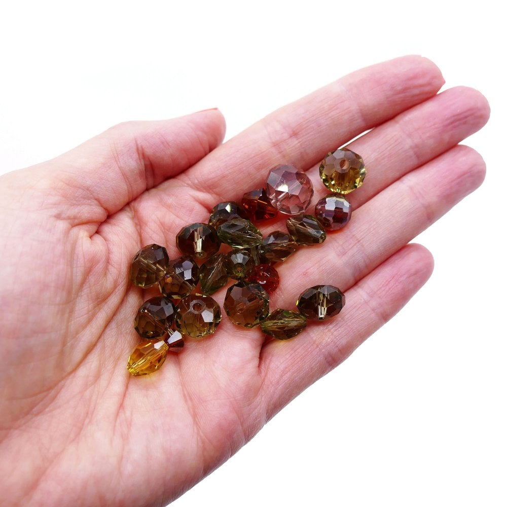 Faceted Glass Bead Mix, smokey brown, additional photo