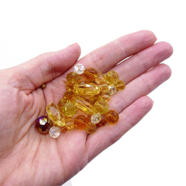 Faceted Glass Bead Mix, yellow, additional photo