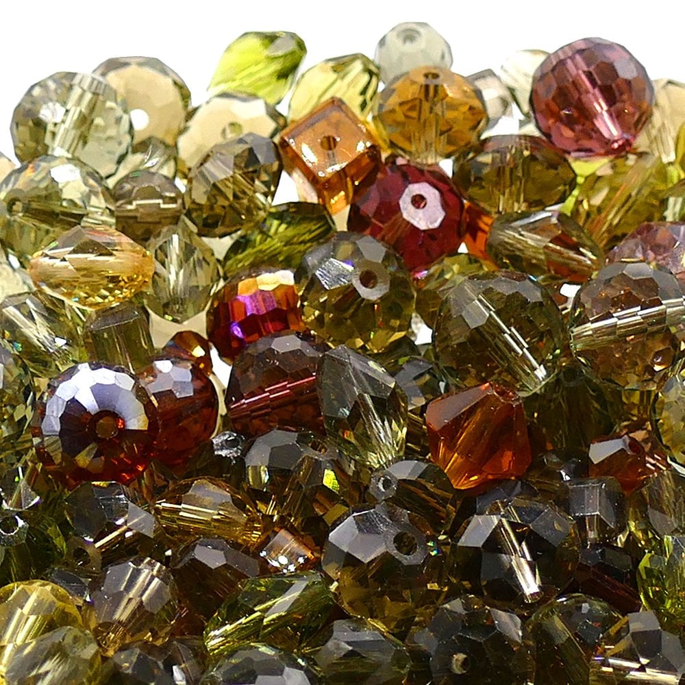 Faceted Glass Bead Mix, smokey brown