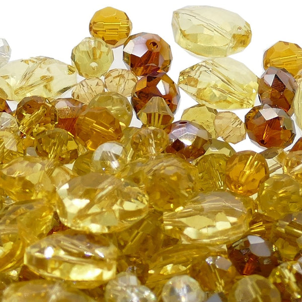 Faceted Glass Bead Mix, yellow
