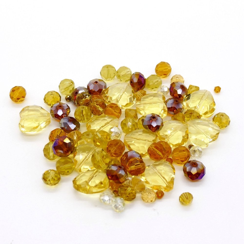 Faceted Glass Bead Mix, yellow, additional photo