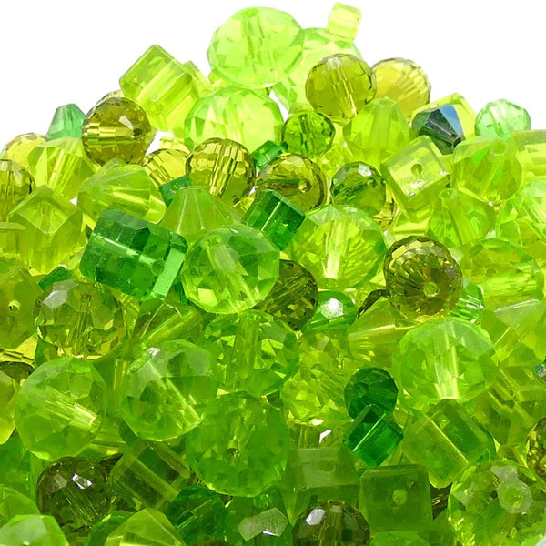 Faceted Glass Bead Mix, green