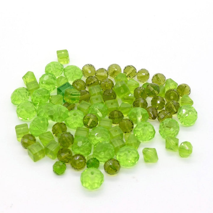 Faceted Glass Bead Mix, green, additional photo