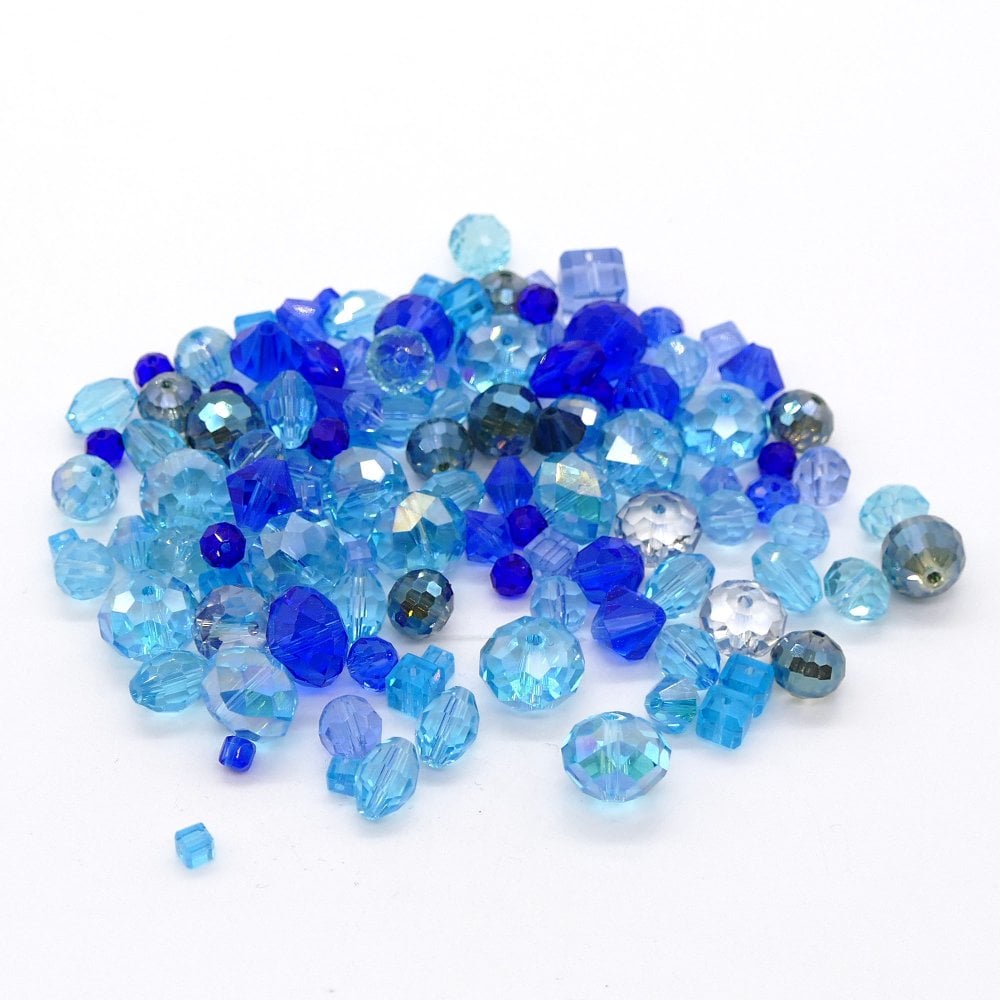 Faceted Glass Bead Mix, blue, additional photo